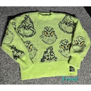 Justice The Grinch Neon Fuzzy HEAVY Sweater Dr Seuss GIRLS Sz S 7 - 8 Christmas